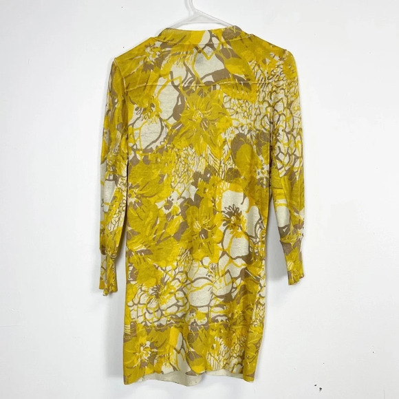 Victor Alfaro Cardigan Sweater Womens Size Small Yellow Floral Long Linen Vneck - Picture 2 of 8